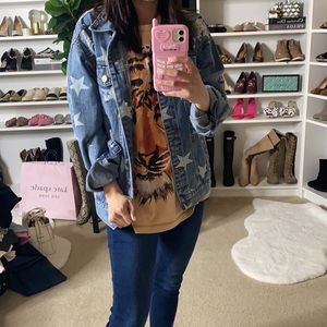 kellparker Sz S/M Denim Jacket Stars NEW Oversized